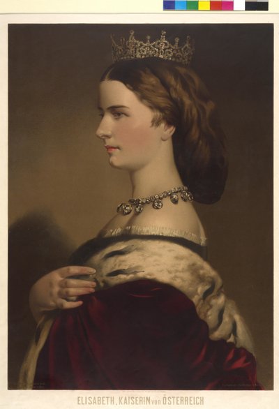 Keizerin van Oostenrijk Elisabeth (lithografie) door Eduard Kaiser
