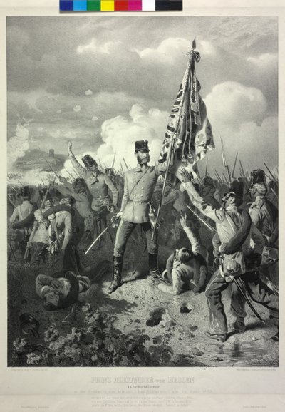 Prins Alexander van Hessen k. k. veldmaarschalk-luitenant in de slag bij de Mincio bij Solferino op 24 juni 1859 door Eduard Kaiser