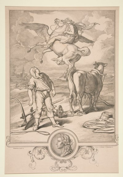 Zonder Titel (Mythologische scène) door Eduard Kretzschmar