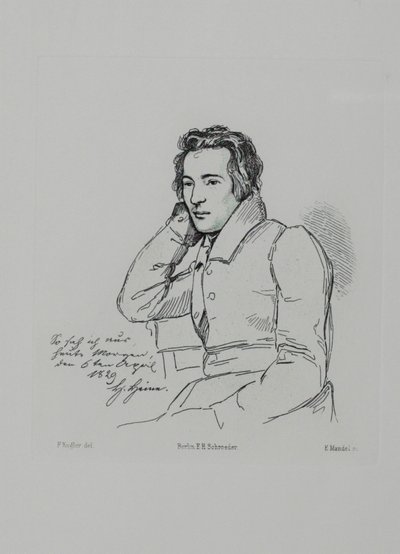 Portret van de dichter Heinrich Heine 1797-1856 Na Franz Kugler uit 1829 door Eduard Mandel