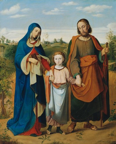 De heilige familie op de terugweg van de tempel door Eduard Ritter von Engerth