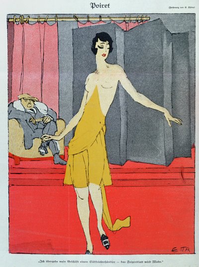 Bij de Couturier, een model met Paul Poiret (1879-1944) uit 
