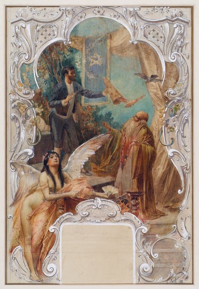 Taschenspieler (ontwerp voor een muurschildering in Varieté Ronacher, Wenen) door Eduard Veith