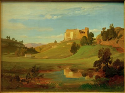E.W. Pose, Italiaans landschap met brede vallei door Eduard Wilhelm Pose