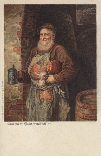 Der Klosterschaeefler: monnik met een bierpul en zijn lunch door Eduard von (after) Grutzner