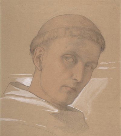 Studie van het hoofd van St. Augustinus, voor het schilderij van de Madonna en Kind..., 1846 door Eduard von Steinle