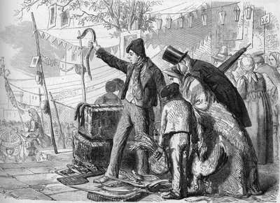 Napolitaanse Beroep: De palingmarkt in Napels in 1864. Naar een schets van Eduardo Dalbono door Eduardo Dalbono