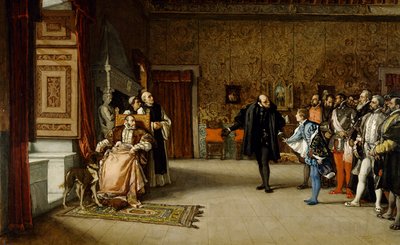 Juan de Austrias presentatie aan Keizer Carlos V in Yuste, 1869 door Eduardo Rosales