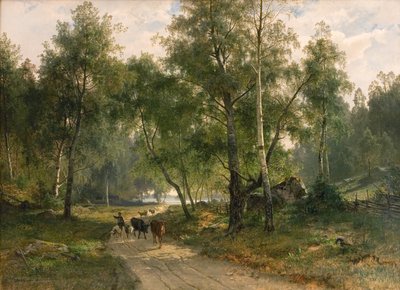 Onder de Berken. Motief van Mälaren door Edvard Bergh