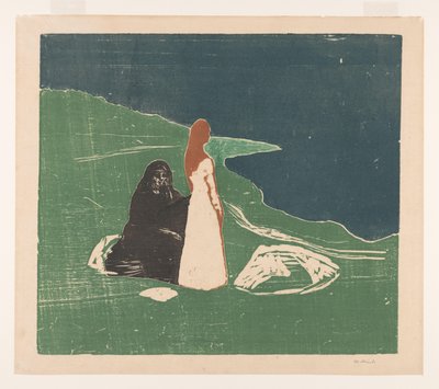 Twee vrouwen aan de kust door Edvard Munch (signed by artist)