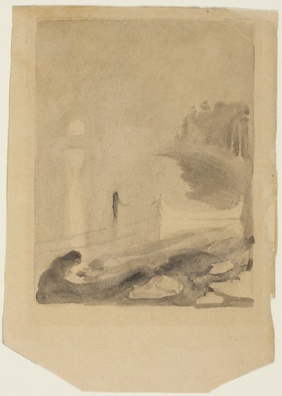 Een boot vastgebonden aan een pier door Edvard Munch