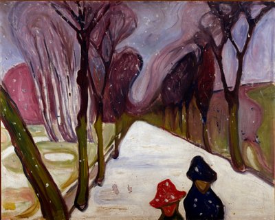 Allee in een Sneeuwstorm door Edvard Munch