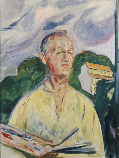 Zelfportret met palet door Edvard Munch