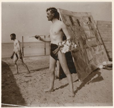 Edvard Munch op het strand in Warnemünde door Edvard Munch