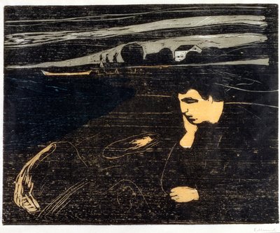 Avond, Melancholie: Op het strand door Edvard Munch