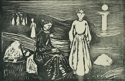 Vrouwen aan het Strand in de Zomernacht door Edvard Munch