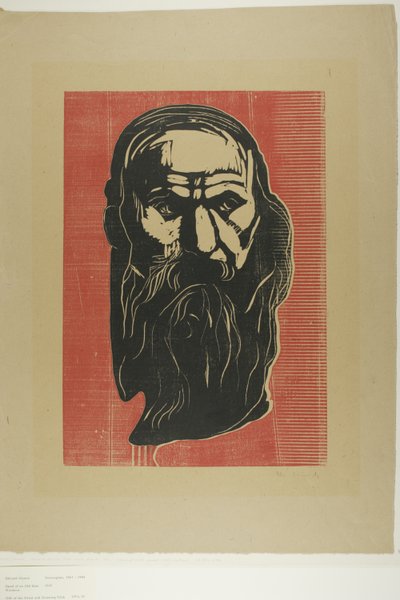 Hoofd van een oude man met baard door Edvard Munch