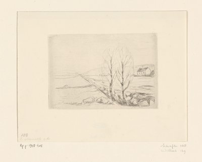 Landschap met huis door Edvard Munch