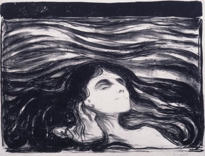 Liefhebbers in de golven door Edvard Munch