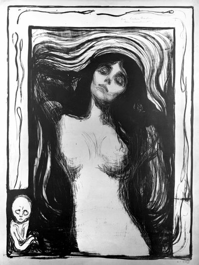 Madonna, lithografie door Edvard Munch opgedragen aan Dr. Bucher door Edvard Munch