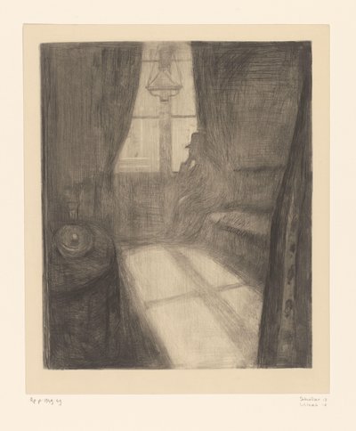 Man in een interieur zittend bij het raam door Edvard Munch