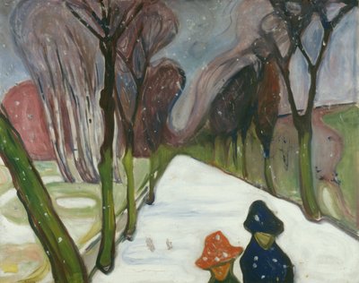 Nieuwe sneeuw in de laan door Edvard Munch