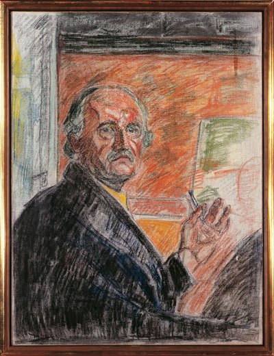 Noorwegen, Oslo, Zelfportret met een krijtje door Edvard Munch