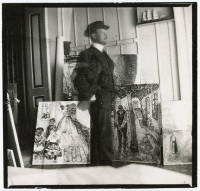 Zelfportret op 53 Am Strom in Warnemünde door Edvard Munch