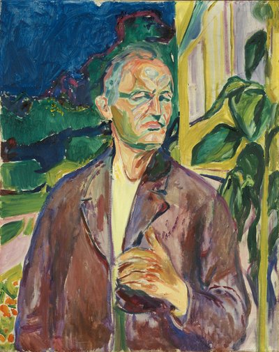 Zelfportret voor de huiswand door Edvard Munch