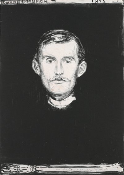Zelfportret met Skeletarm door Edvard Munch