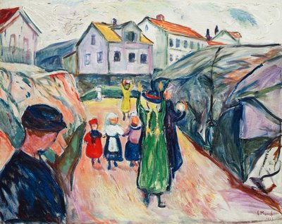 Straat in Kragero door Edvard Munch