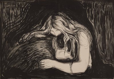 Vampier II. 1895/1902 door Edvard Munch