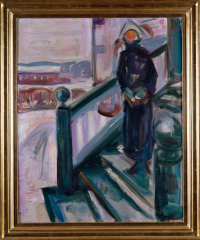 Vrouw op de veranda door Edvard Munch