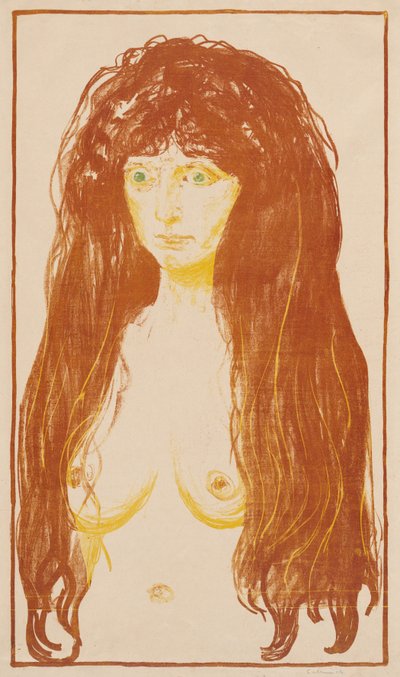 Vrouw met rood haar en groene ogen (De zonde) door Edvard Munch