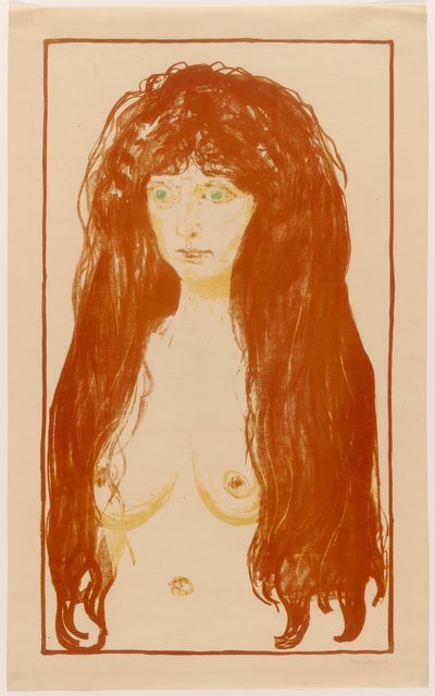 Vrouw met rood haar en groene ogen. De zonde door Edvard Munch