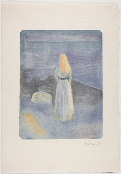 Jonge vrouw op het strand door Edvard Munch