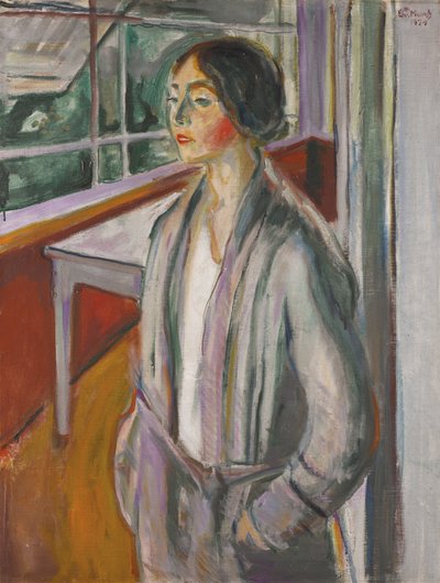Jonge vrouw op de veranda door Edvard Munch