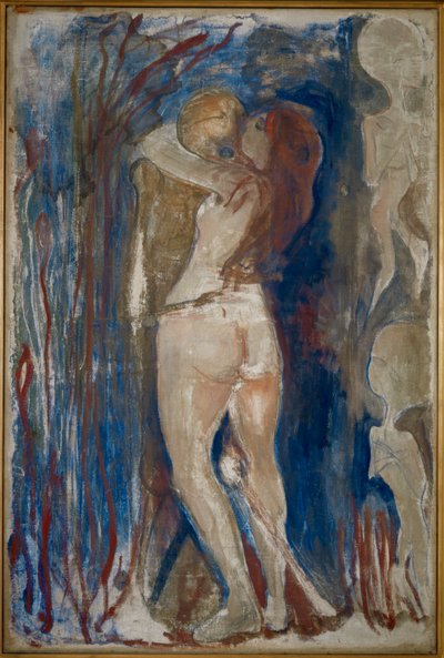 Jong meisje en de dood (schilderij op doek) door Edvard Munch