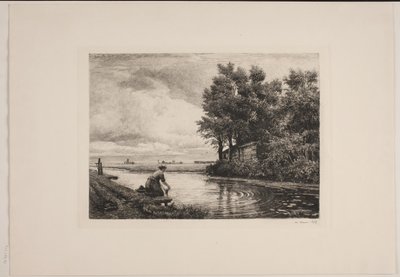 Hollands Landschap met Waterloop door Edvard Petersen