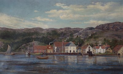 De rivier in Flekkefjord door Edvard Skari