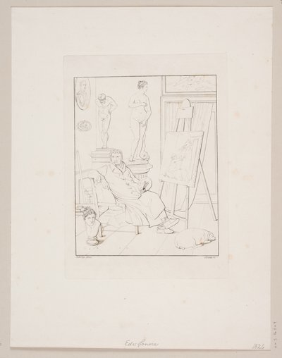 C.A. Lorentzen in zijn atelier door Edvard Sonne