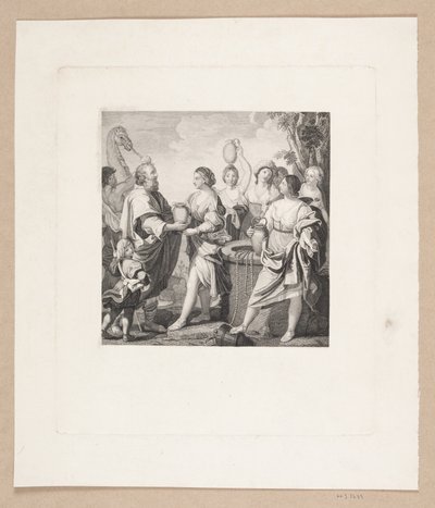 Eliezer en Rebekka bij de bron door Edvard Sonne