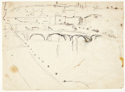 Uitzicht vanuit een raam bij Lungarno over de rivier richting Santo Spirito en San Miniato heuvels, Florence door Edvard Weie