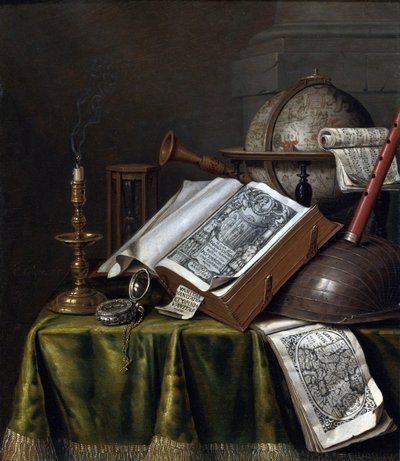 Vanitas stilleven door Edwaert Colyer or Collier