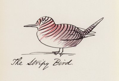 Edward Lear, The Bird Book: De gestreepte vogel door Edward (after) Lear