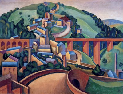 Buxton Village en Broadbottom, nabij Glossop door Edward Alexander Wadsworth