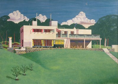 Pen Pits, de buitenresidentie van Sir Arthur en Lady Bliss door Edward Alexander Wadsworth