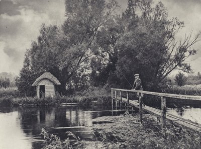 Een hut aan het Leckford Water door Edward Alfred Barton
