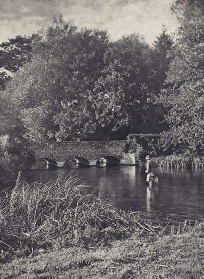 Avondopkomst bij Leverton Bridge (zwart-wit foto) door Edward Alfred Barton