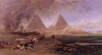 Een karavaan ingehaald door een zandstorm, Egypte door Edward Angelo Goodall